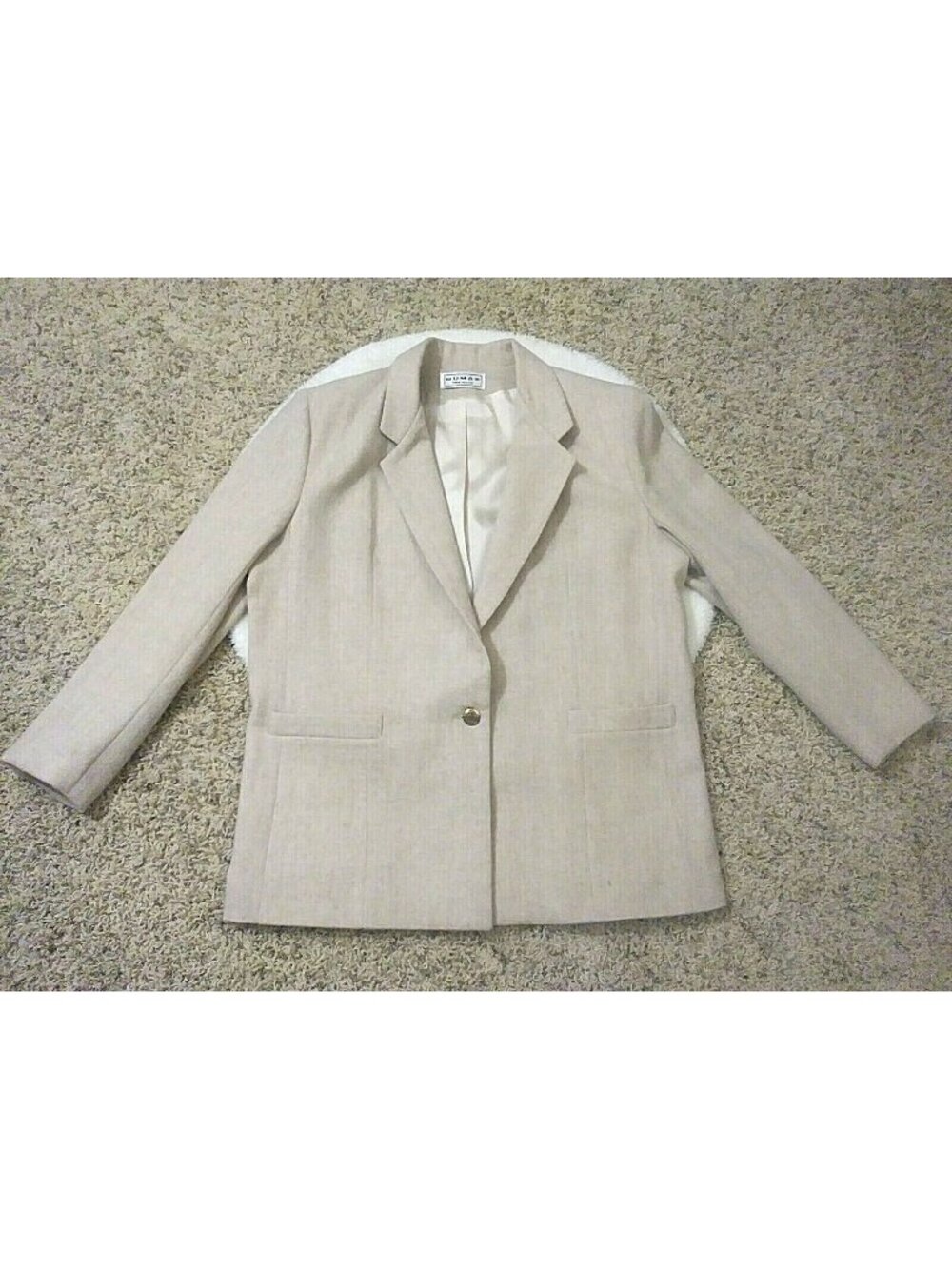 Dumas Womens Blazer Suit Jacket Beige Tan Vintage Size Large